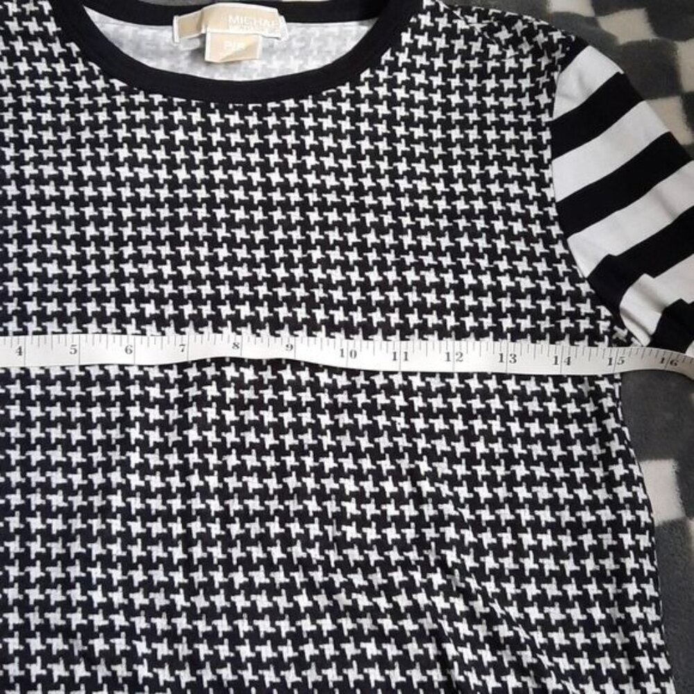 Michael Michael Kors Black & White Houndstooth Striped Sleeve Sweater Size P/S - Picture 5 of 6
